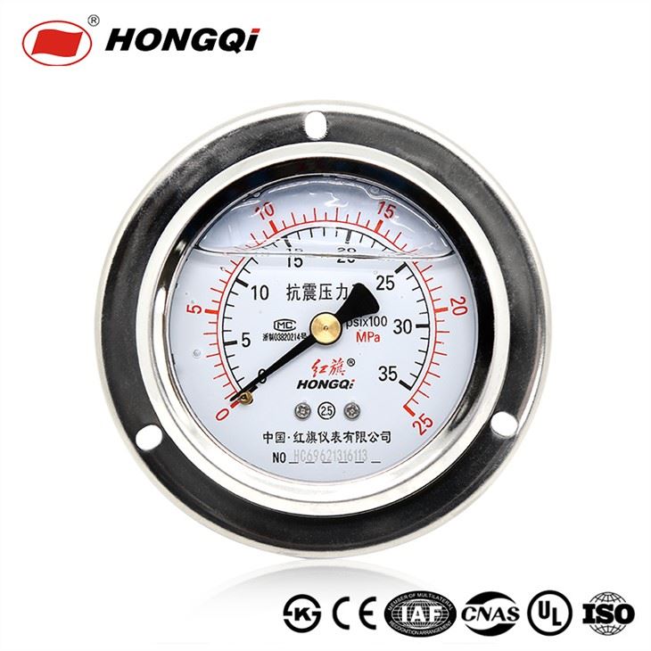 Hongqi 60 mm 2,5 colio atsparus korozijai galinis laikiklis su flanšo slėgio matuokliu